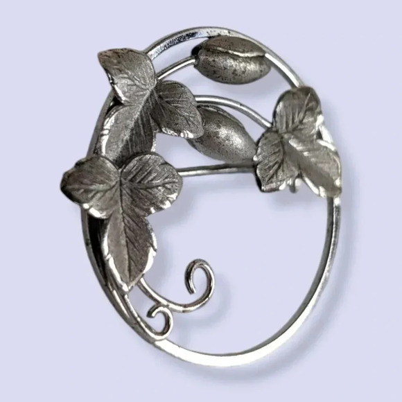 🍁Vintage Bond Boyd Sterling Floral Circle Brooch - Picture 2 of 6